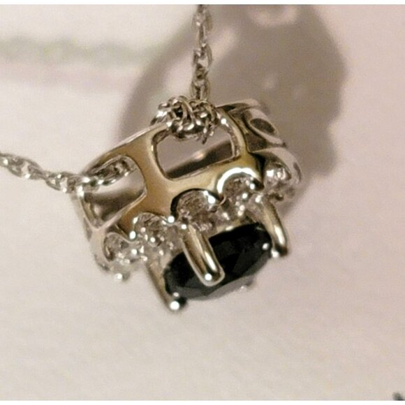 Sterling Silver Blue Sapphire & Diamond Necklace & Earrings Sept Birthstone DH1 - Picture 13 of 16